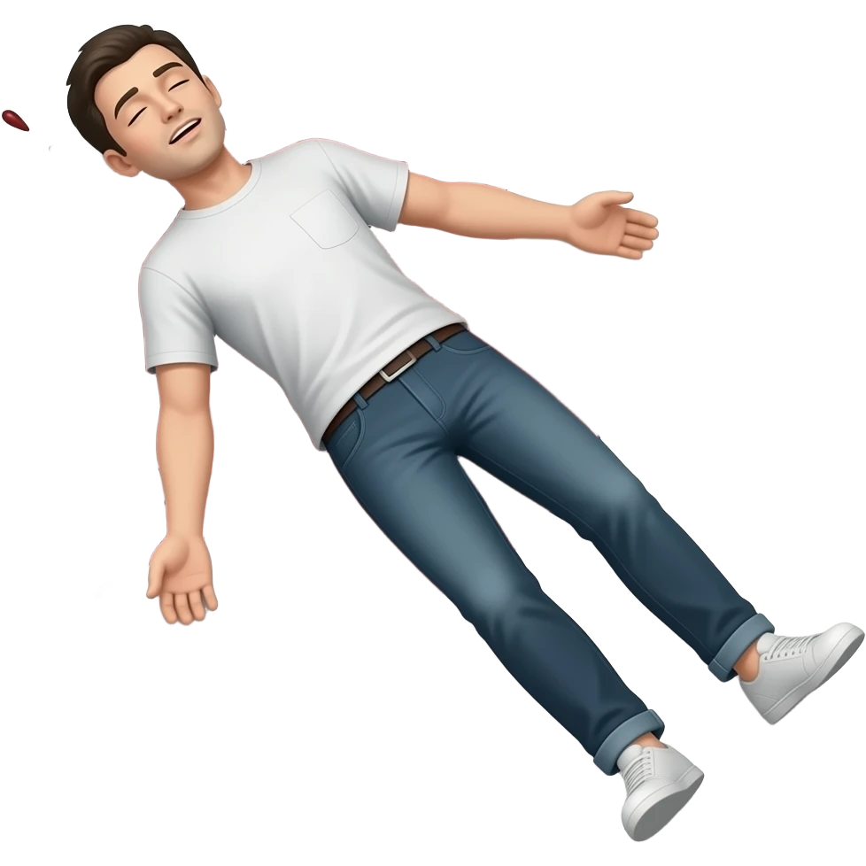 persona con todo el cuerpo  tumbada muerta con sangre al rededor emoji