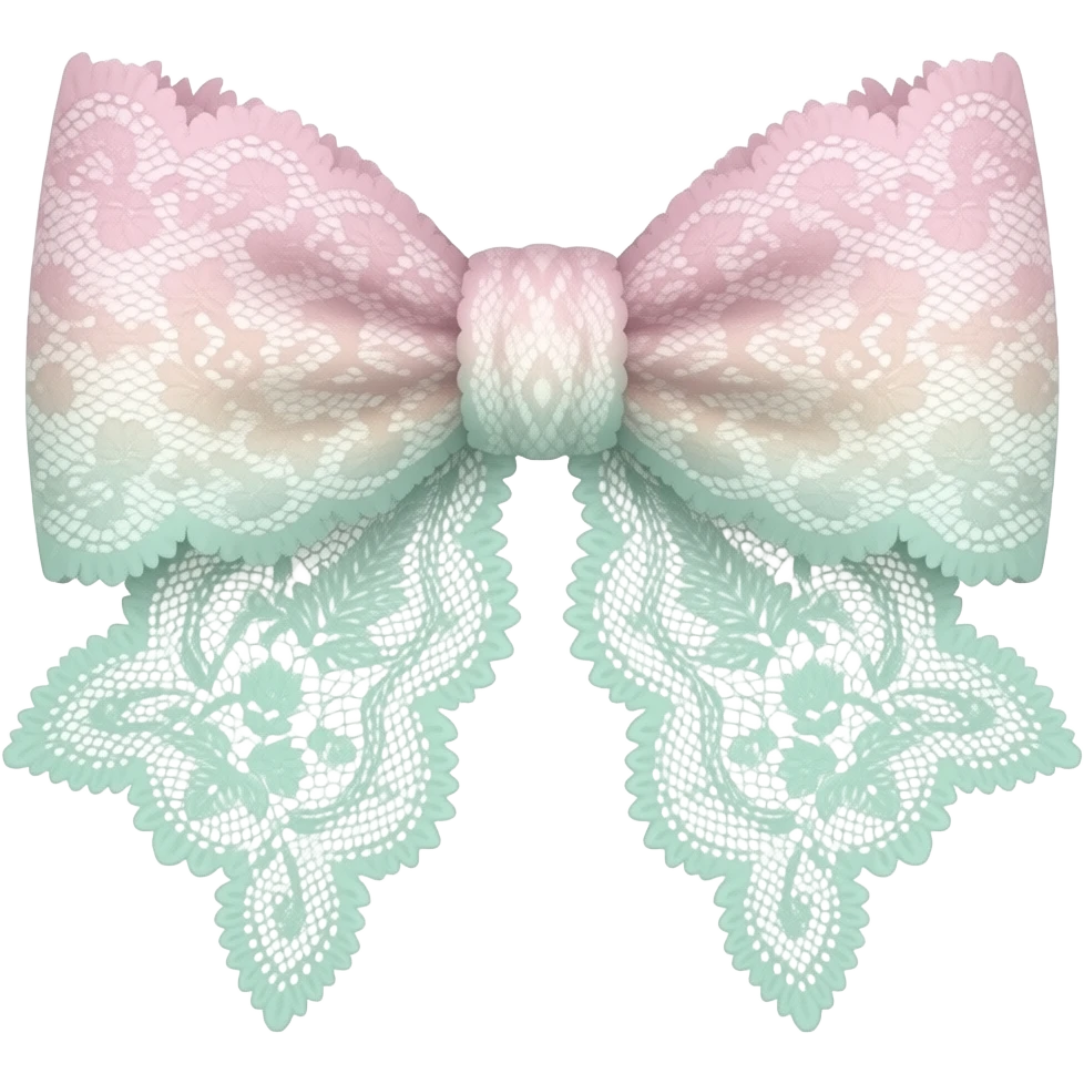 pink pastel ombre light green  with carnation rococo style pattern on bow lace coquette bow emoji