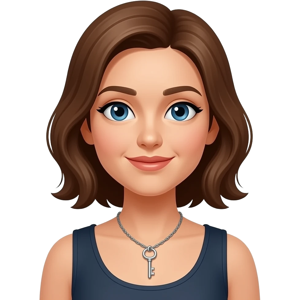 woman wearing a necklace with a key on it emoji