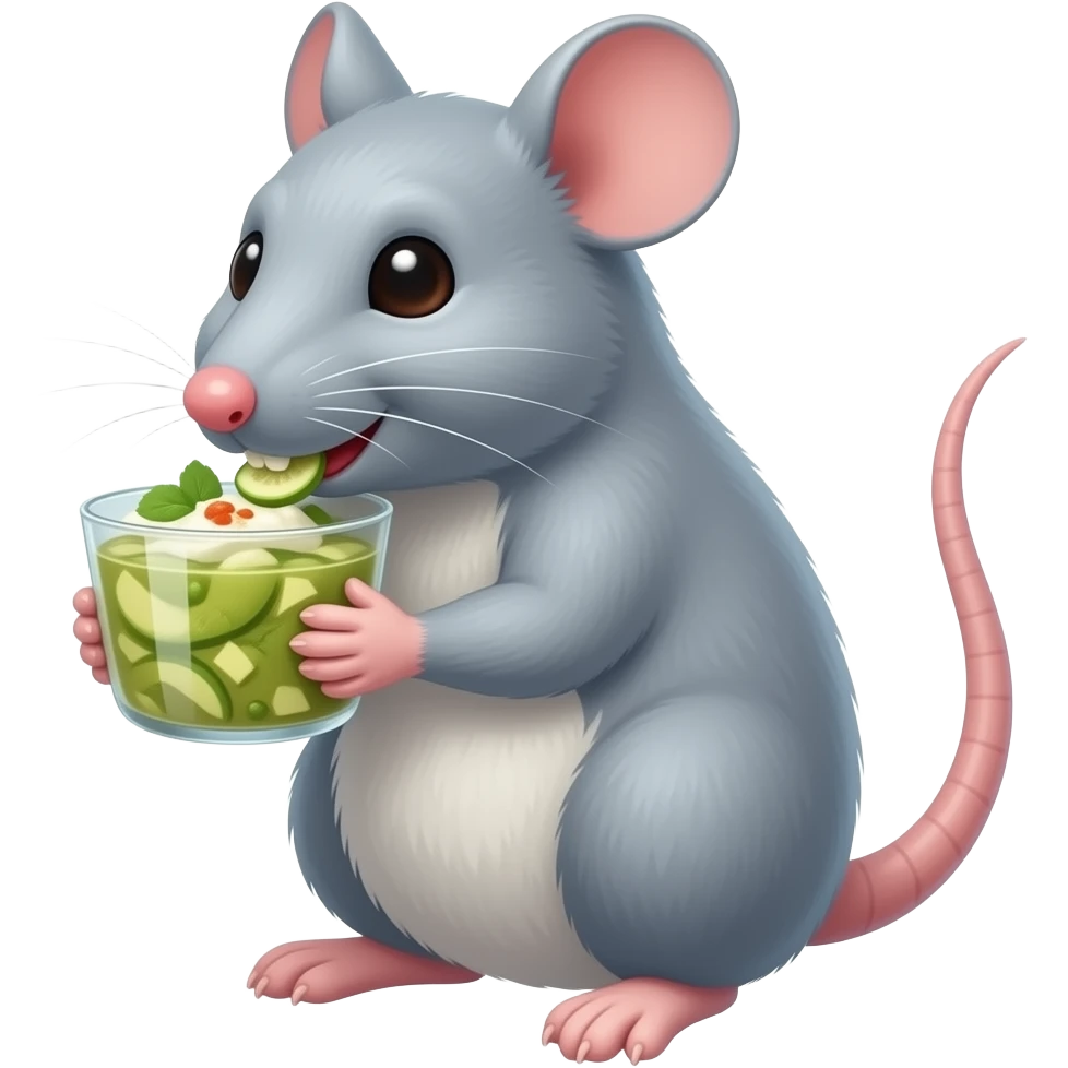 Remy the rat is eating okroshka emoji
