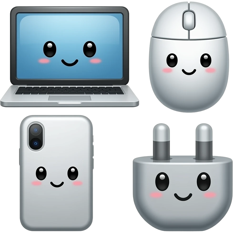 Laptop face cute laptop mouse face cute iPhone face cute tablet face cute plug face cute emoji