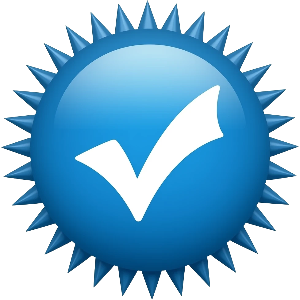 پس زمینه دایره تیغ تیغی آبی با تیک سفید در مرکز emoji