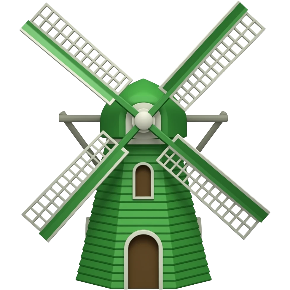 peut tu faire un emoji moulin à vent en vert stp emoji