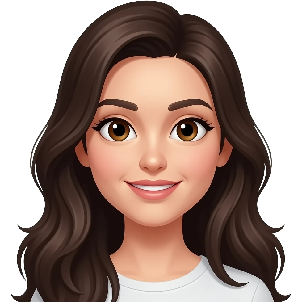 woman making L fingers on forehead for loser with long dark hair and brown eyes emoji