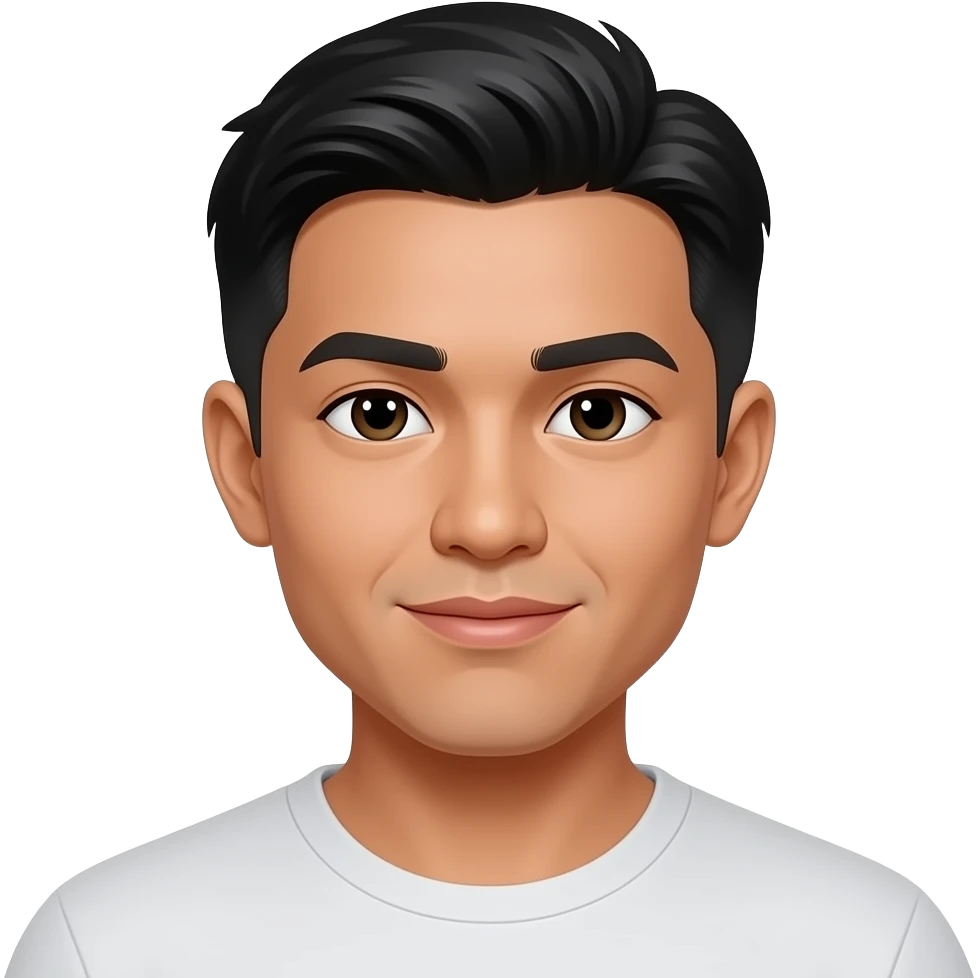Filipino man 25 years old Fade hair cut closed lips emoji