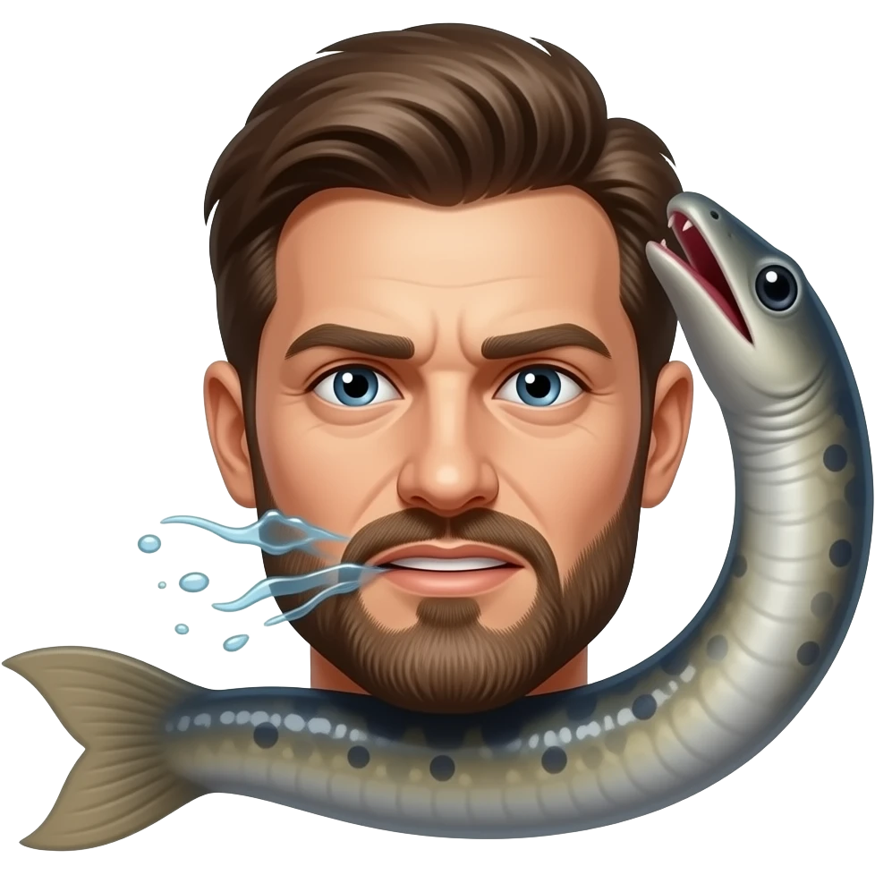 Face being slapped by eel emoji