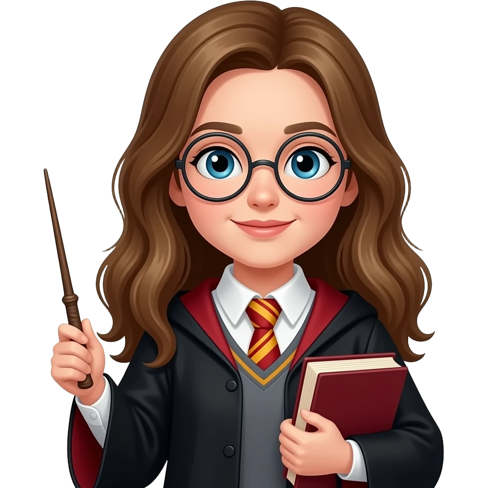 зроби емодзі учня з гогвортсу з чарівною паличкою та книжками emoji