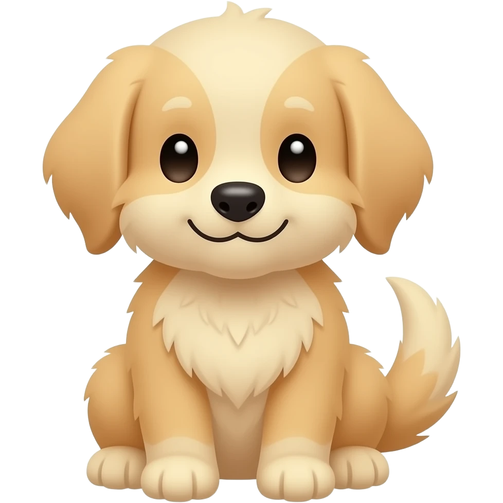 Cute cartoon puppy with a simple smile and closed mouth emoji