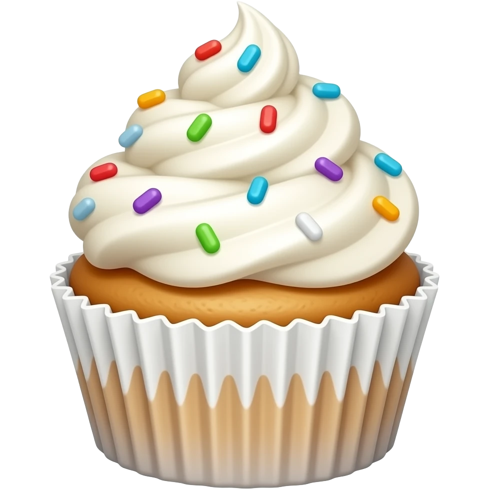 Cupcake with white icing with sprinkles emoji