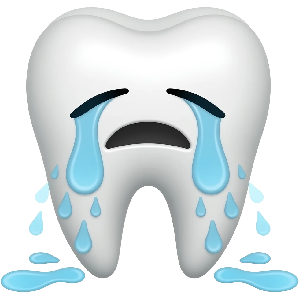 Crying tooth emoji