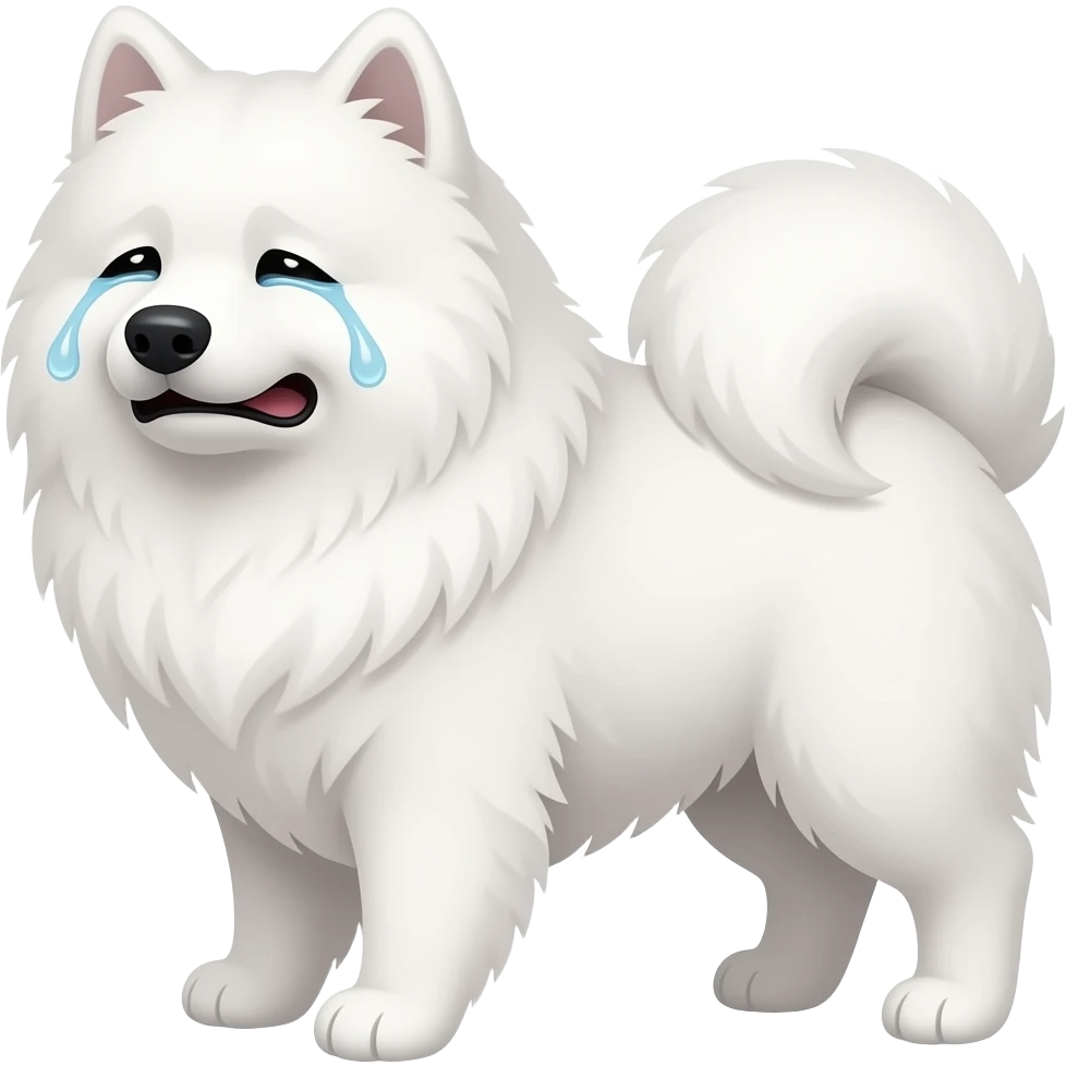 Samoyed dog crying emoji