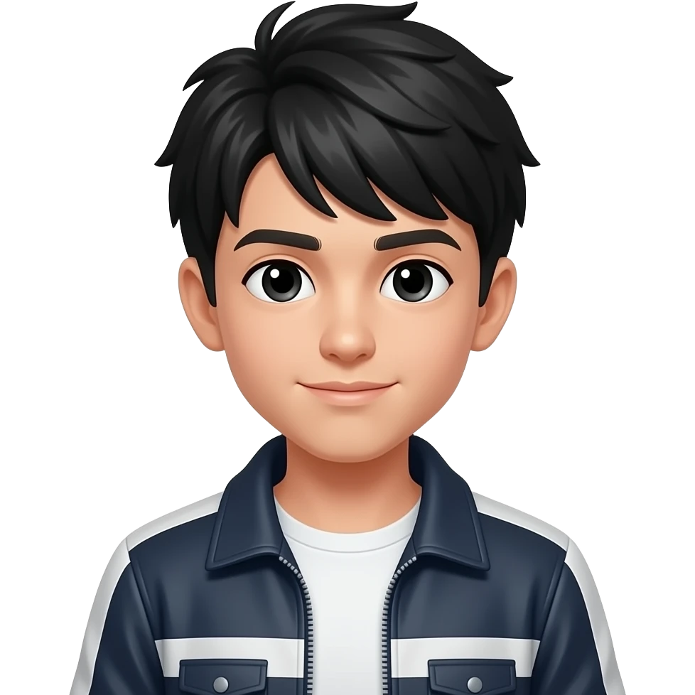 white boy with jacket black hair emoji