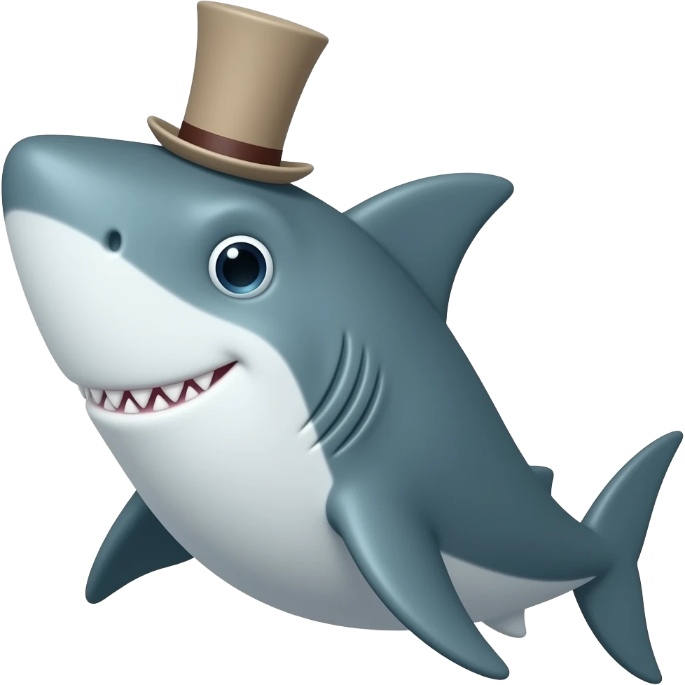 Shark with a top hat emoji