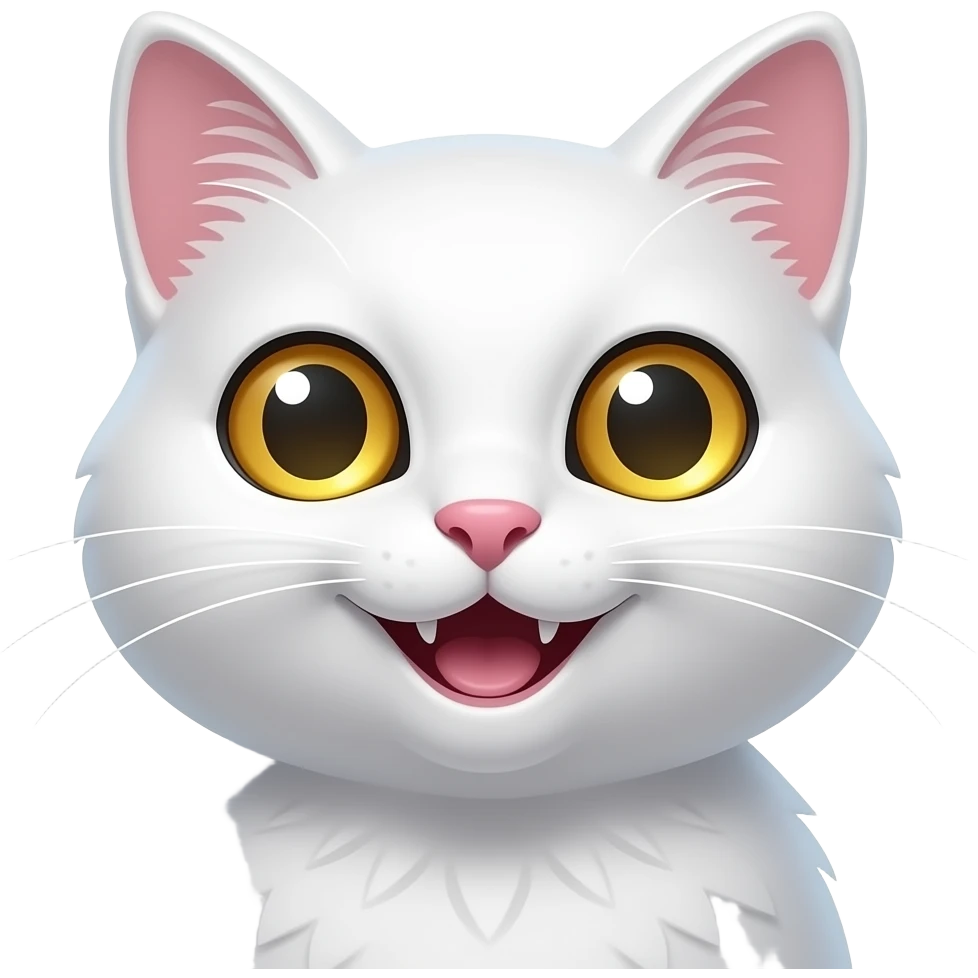 happy white cat, golden eyes, only face emoji
