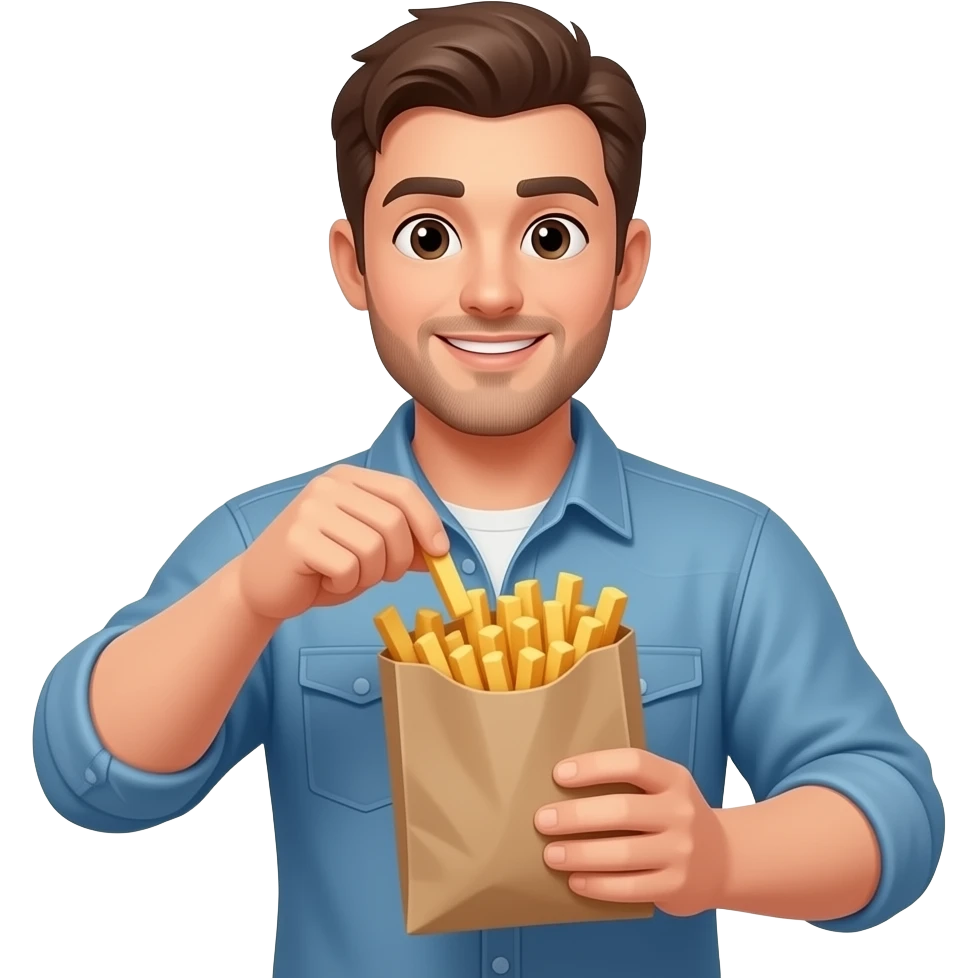 man putting fries in the bag emojis emoji