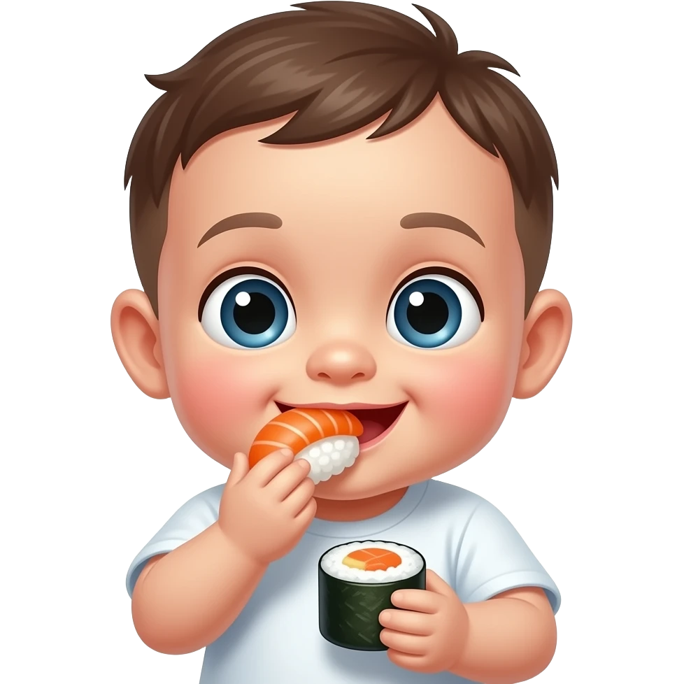 Малыш суши ест emoji