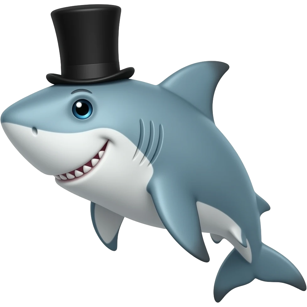 Shark with a top hat emoji