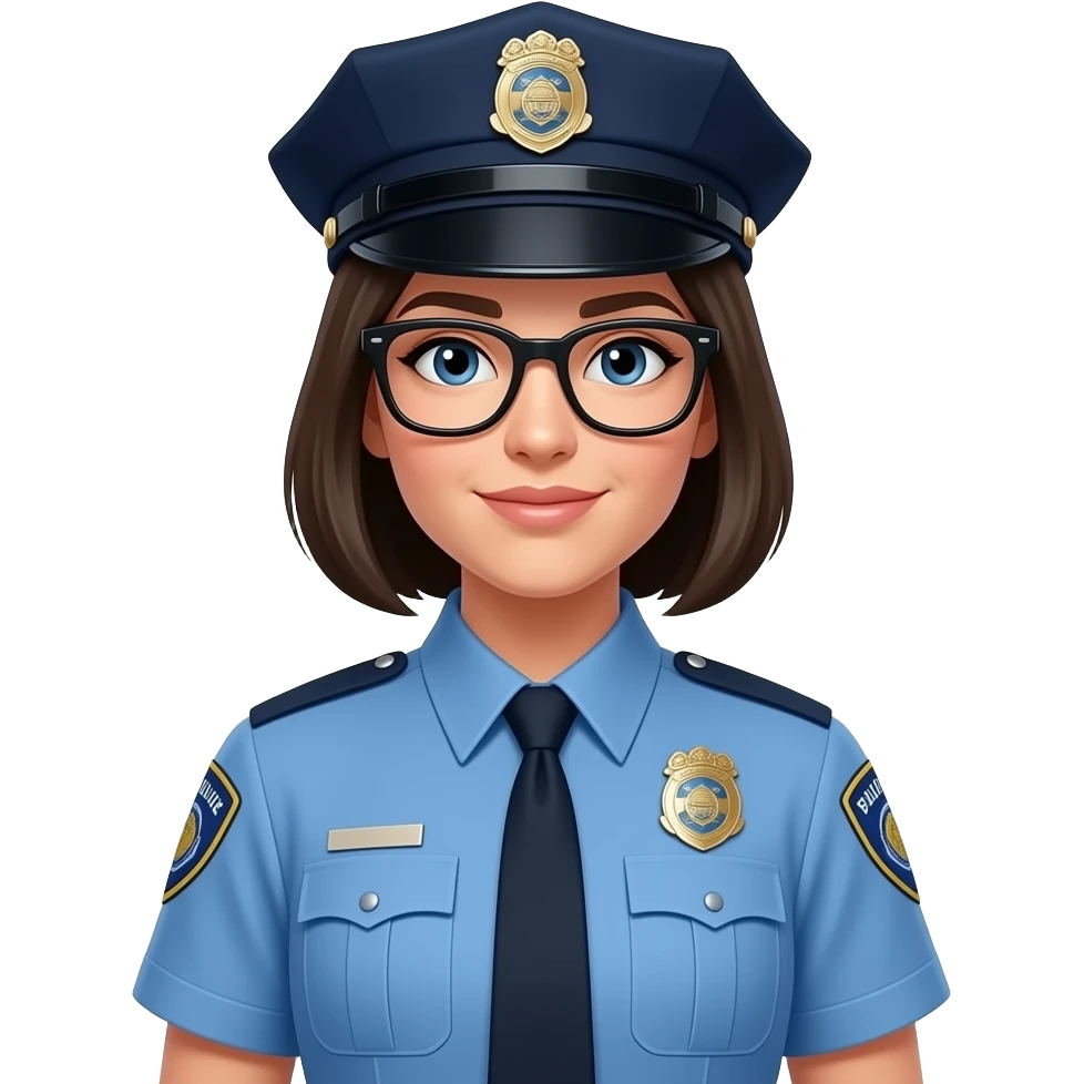 female Police With glasses wearing blue uniform emoji