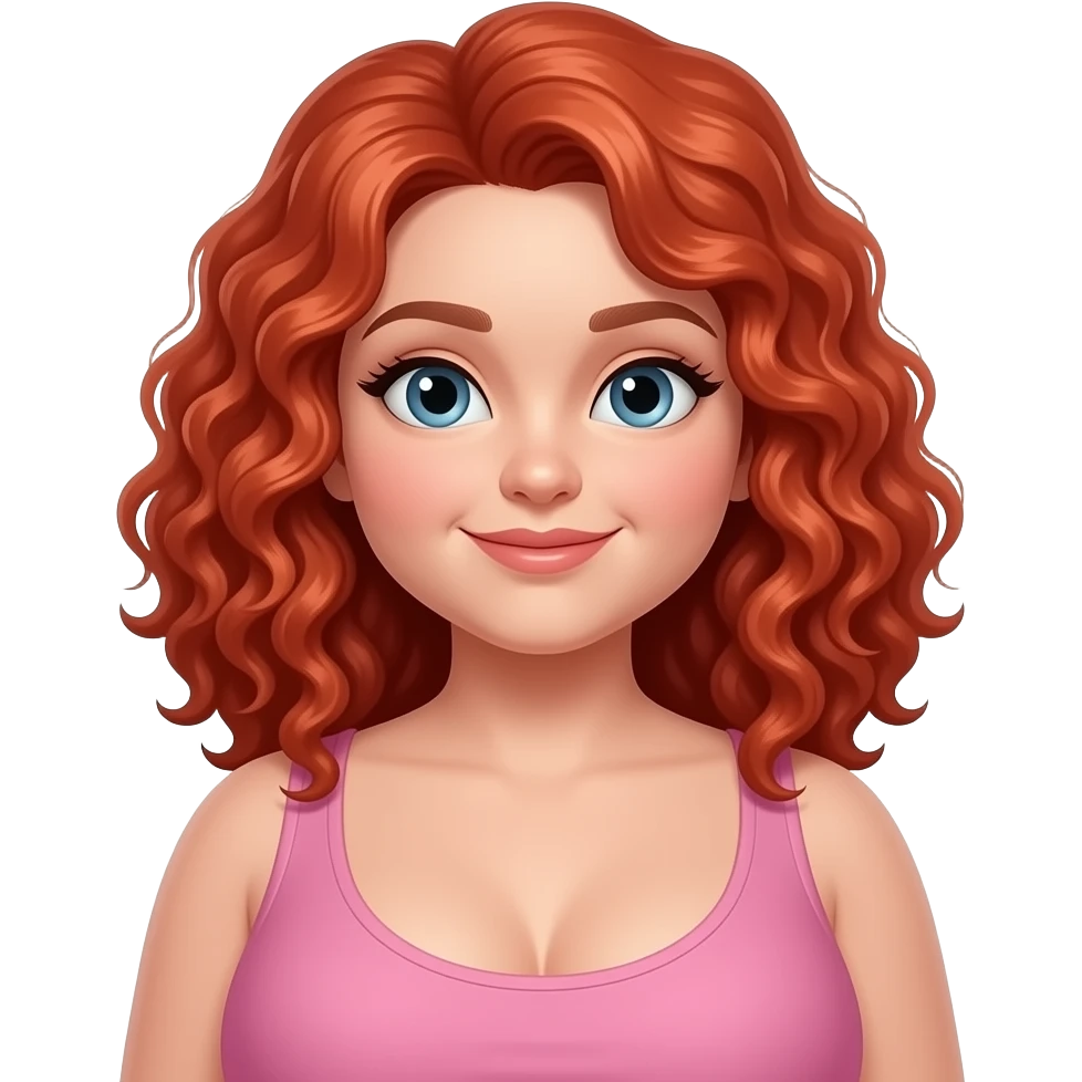 Curly red hair, fat, big boobs emoji