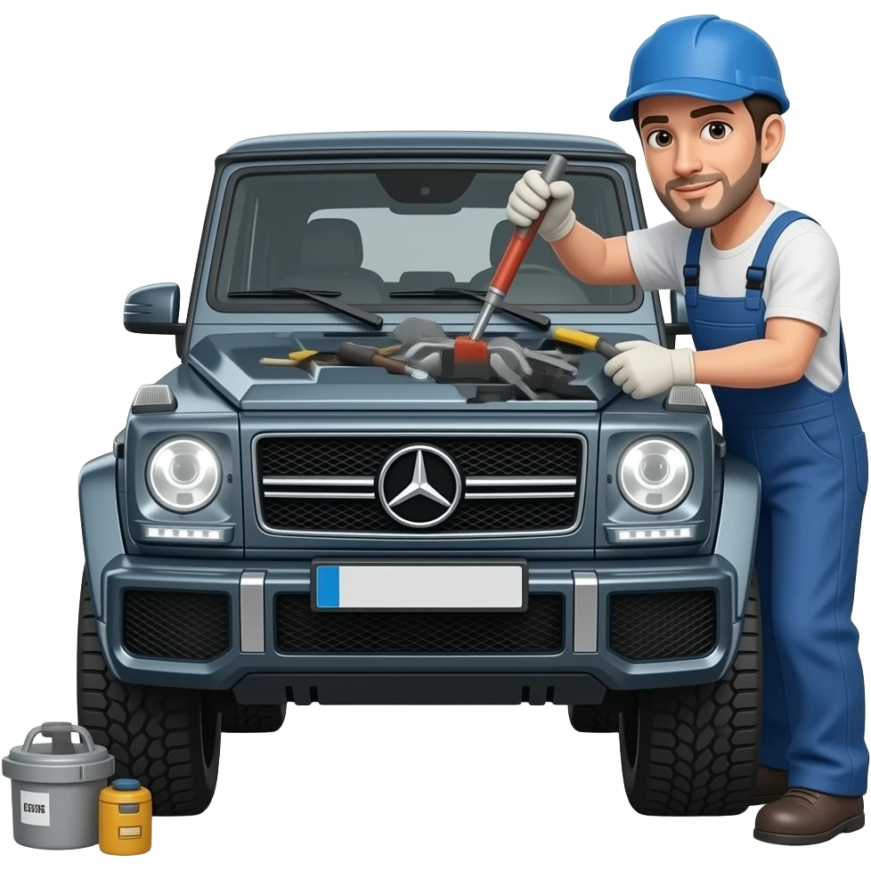 Mecanico arreglando una G - Wagon emoji