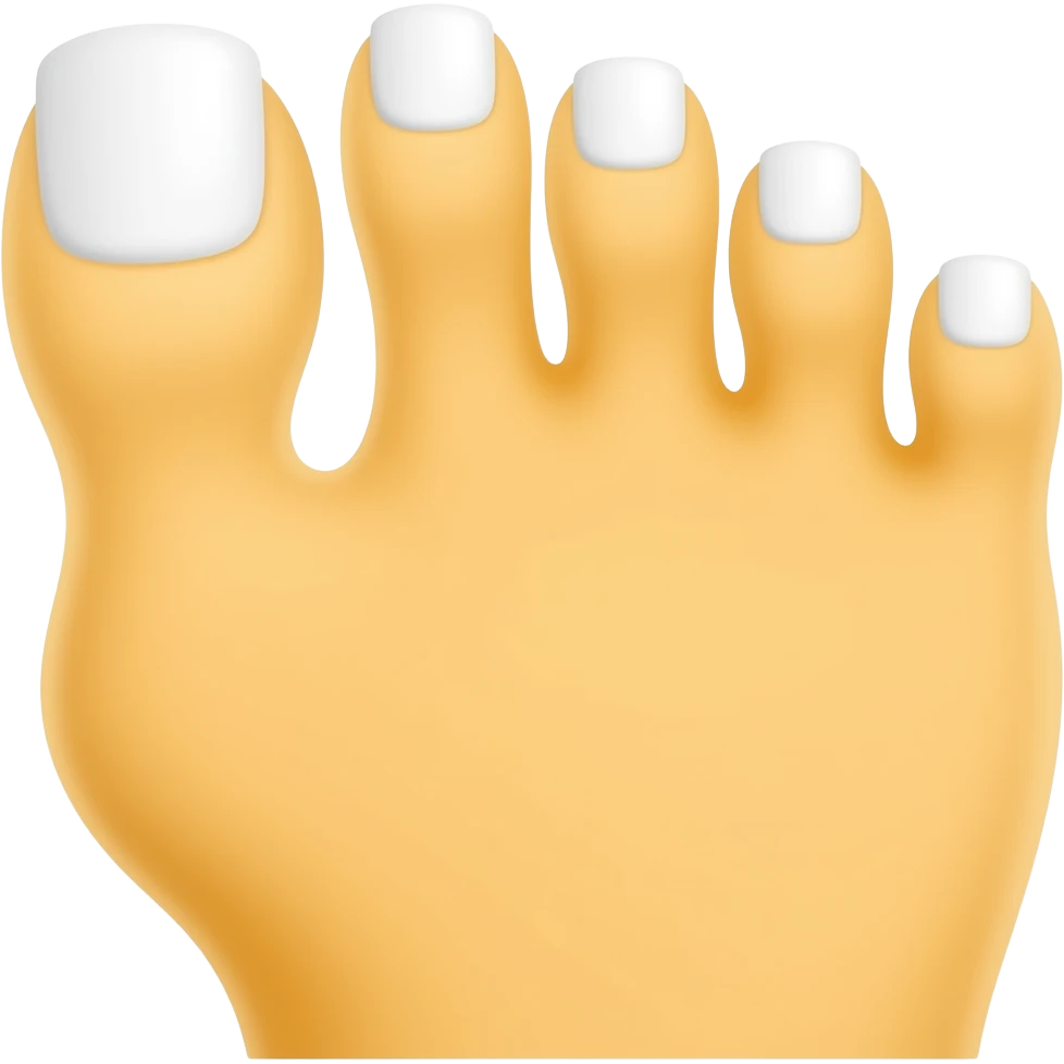 white toe nails on a yellow foot emoji