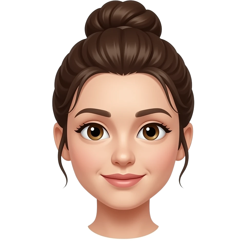Emoji femme châtain avec un chignon peau blanche emoji