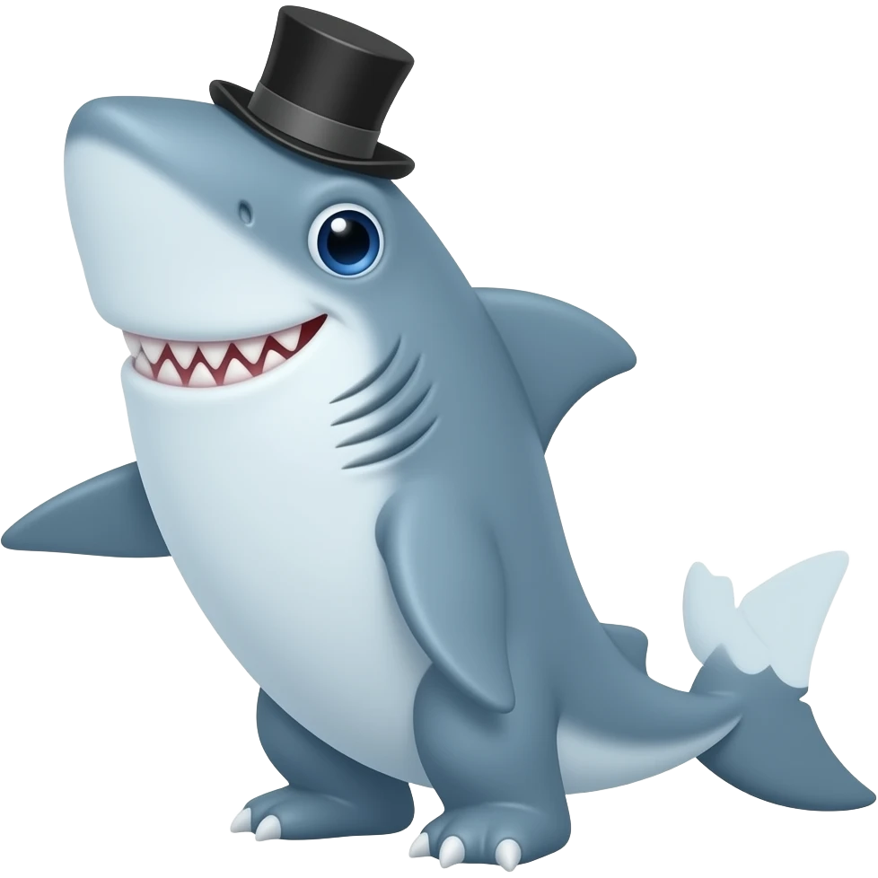 Shark with a top hat emoji