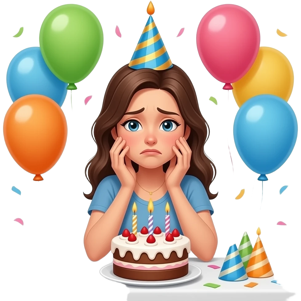 MUJER ESTRESADA EN UN CUMPLEAÑOS emoji