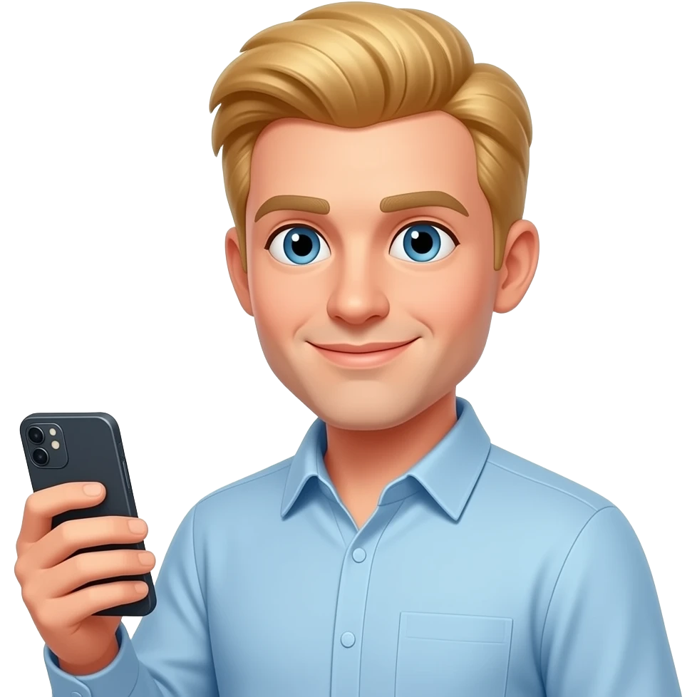 a man blonde with phone emoji