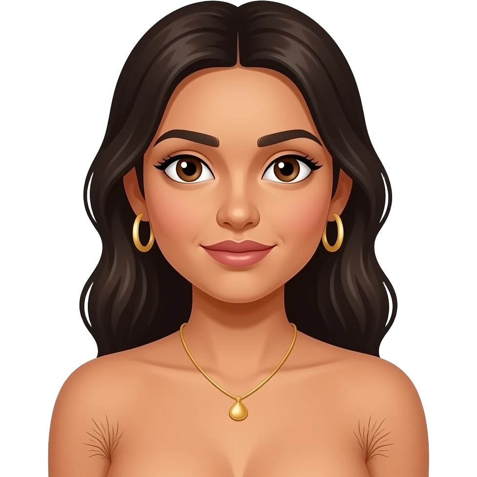 a naked indian woman showing her hairy armpits and pussy emoji