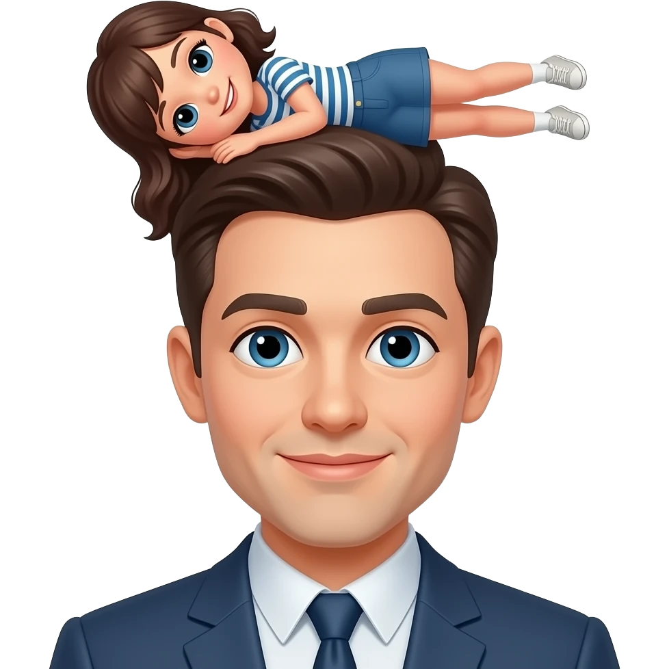 Girl laying on top of a guy emoji