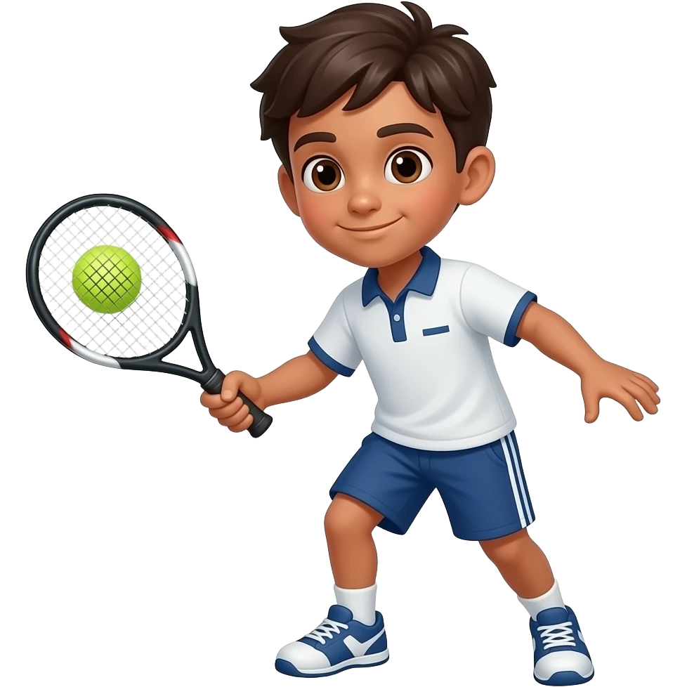 Un garçon métisse et deux brune yeux marrons un peu bronzer qui joue au padel emoji