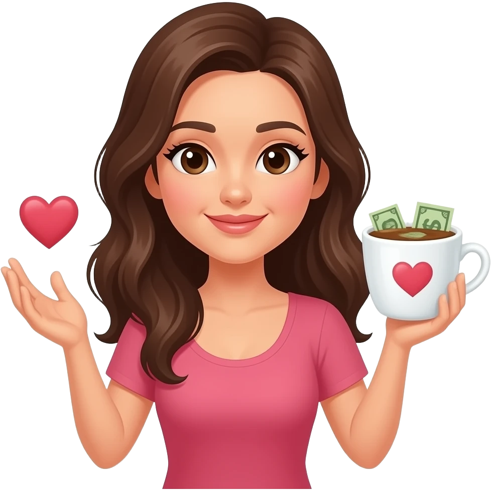 женщина много хочет, любовь, деньги, танцы, кофе emoji