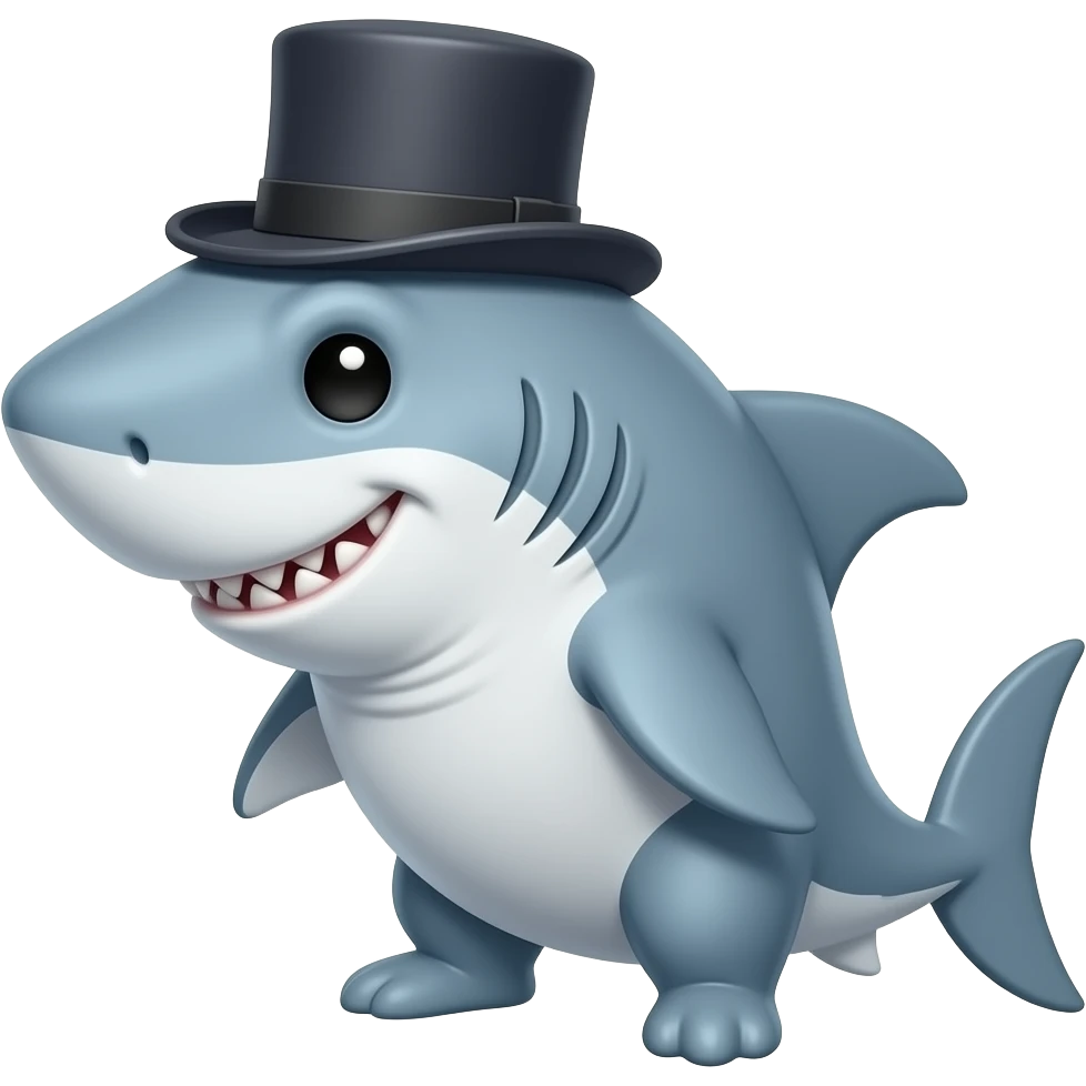 Shark with a top hat emoji
