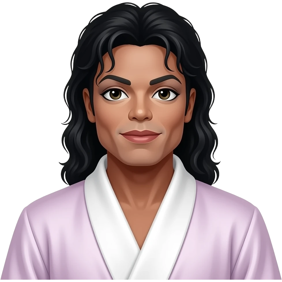 Сгенерируй реалистичного Майкла Джексона в белом махровом халате emoji