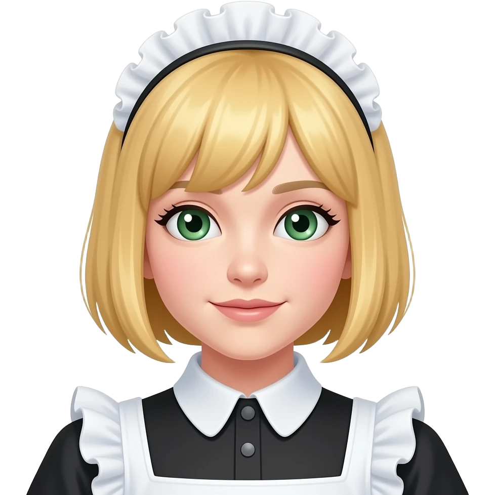Green eyes maid blonde very short hair emoji