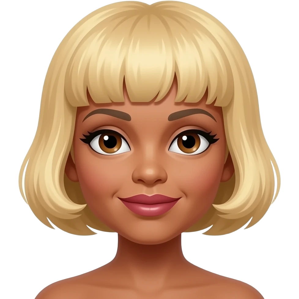 Etta James with blonde 50s bubble cut hair, brown eyes emoji