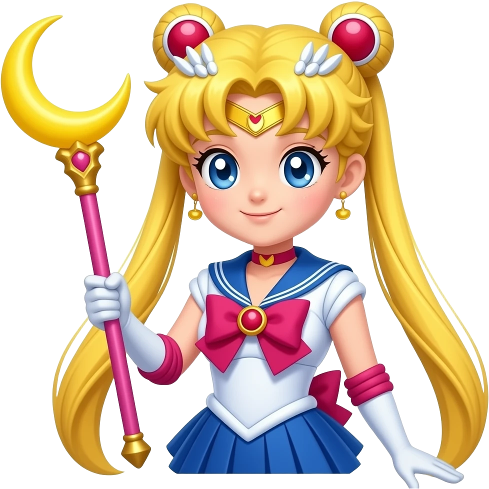 水手月亮 月亮形狀手杖 無背景,武內直子風格 emoji