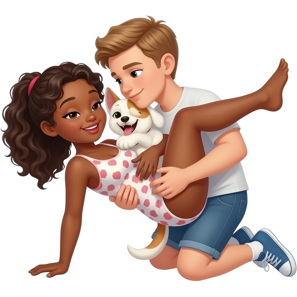 Black girl with Darker complexion with white boy doggy style sex position emoji