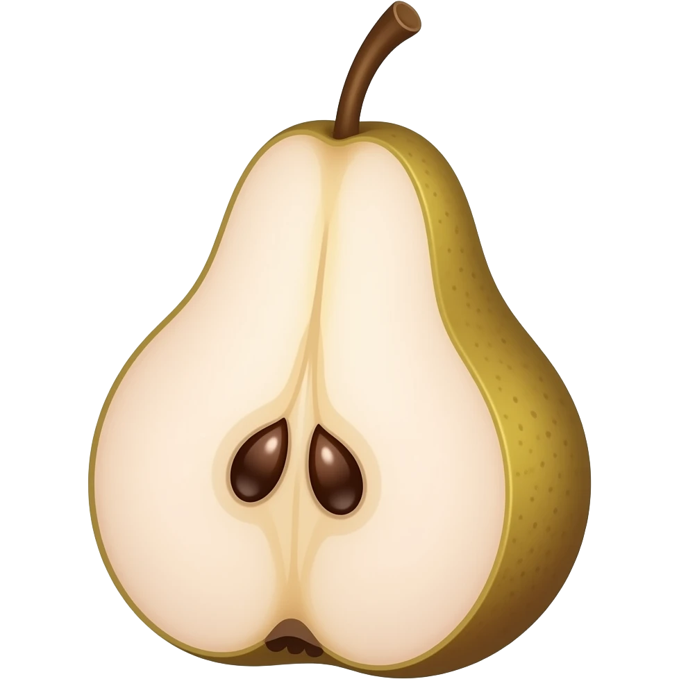 pear with rose-colored inside and gold-colored outside emoji