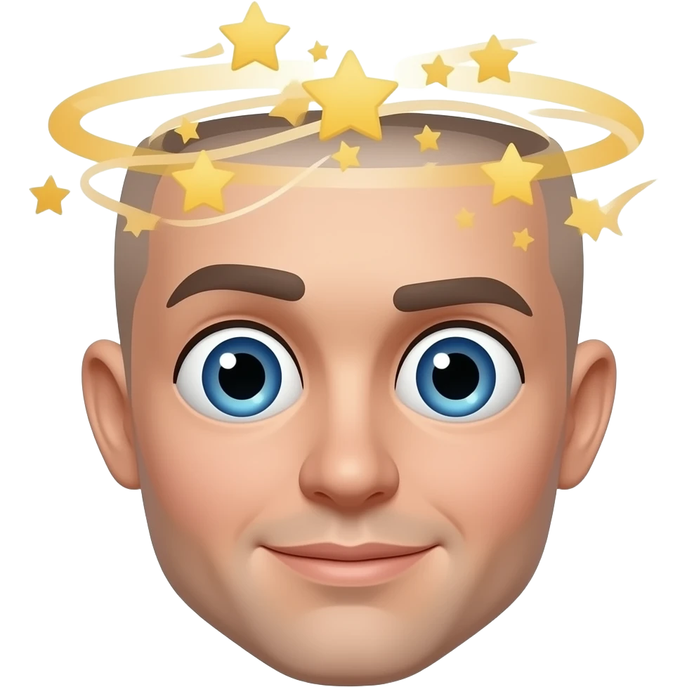 wirly eyes and circling stars in the head emoji