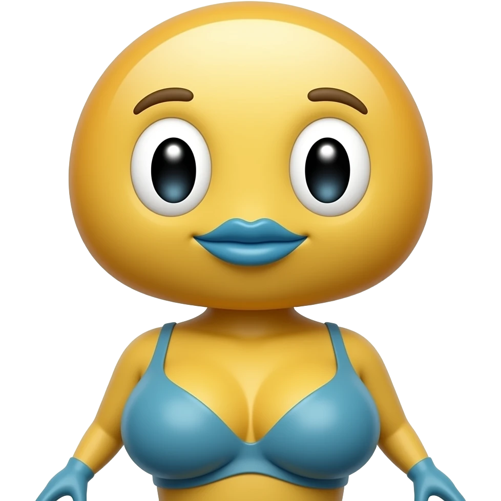 big boobie emoji species woman big round emoji head yellow skin blue big lips please! not human. kawaii eyes! big double d boob. ios style emoji