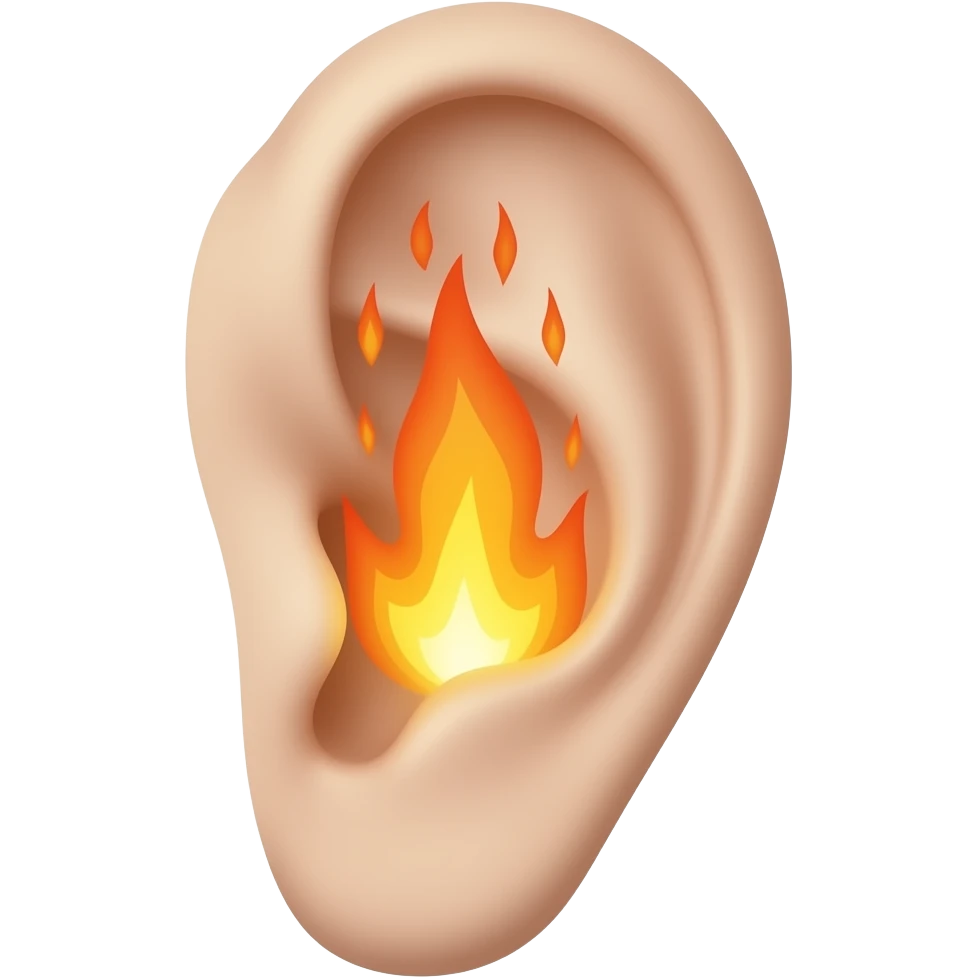 una oreja que le salga fuego emoji