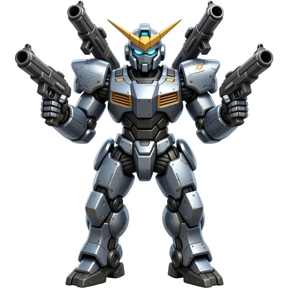 Armored mecha  robot killer with  miniguns on its shoulderplates emoji