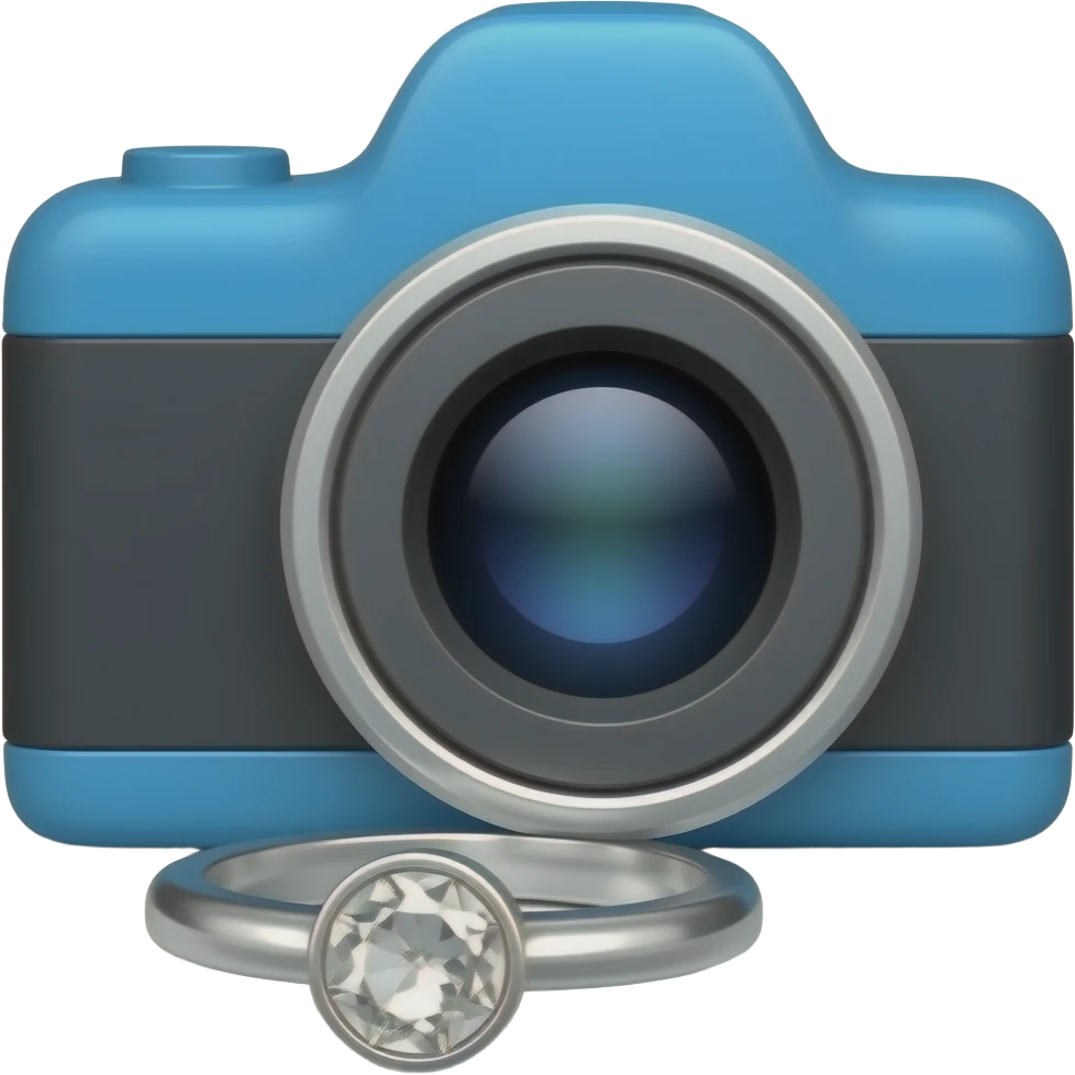 Silver diamond ring round forward camera blue emoji