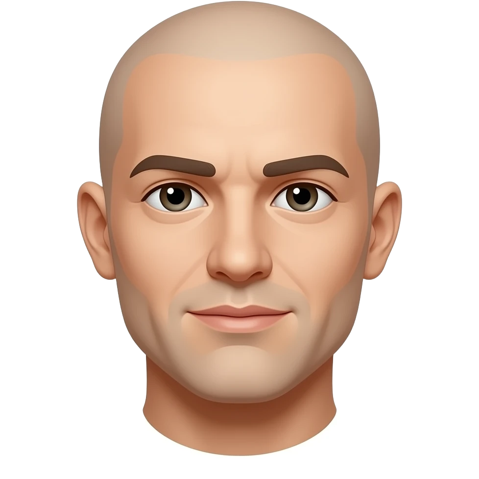 A white man with no hair on his head. emoji
