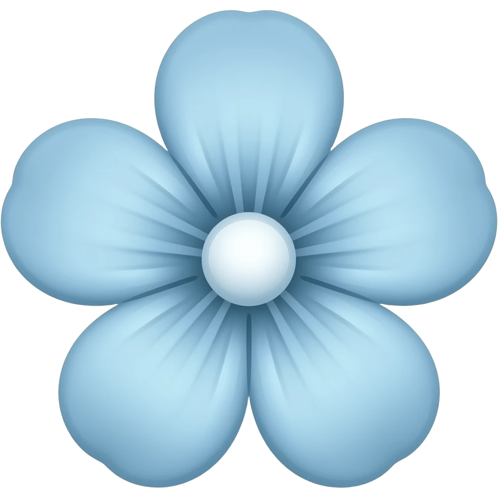 Light teal blue pressed real 5 petal flower emoji