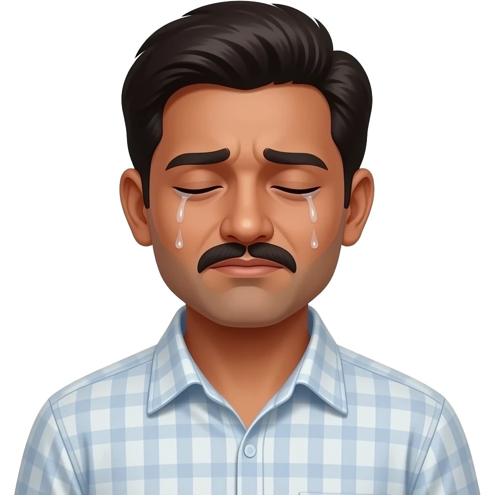 лицо с плечами в рубашке бедный индус с закрытыми глазами плачет emoji
