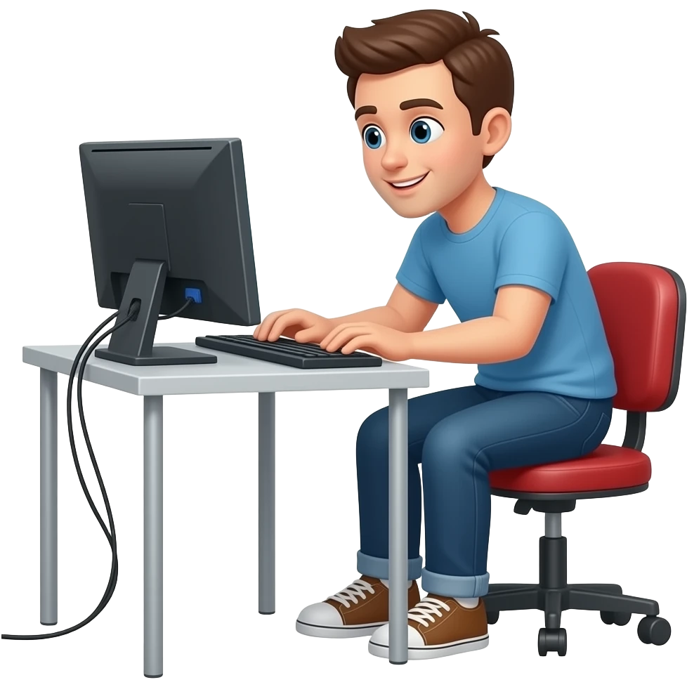 A guy hacking a computer emoji