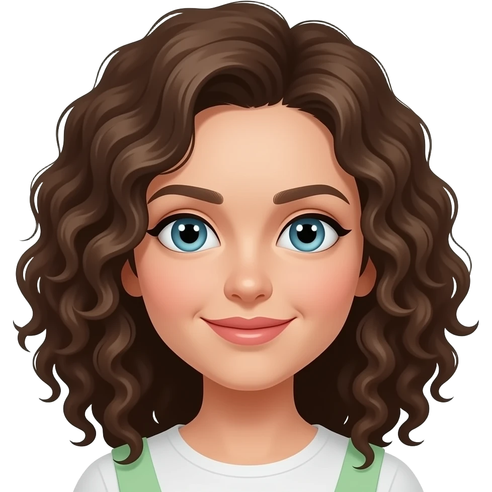 طب خلي شعرها كيرليى وعيونها أزرق مع شوي أخضر فاتح emoji